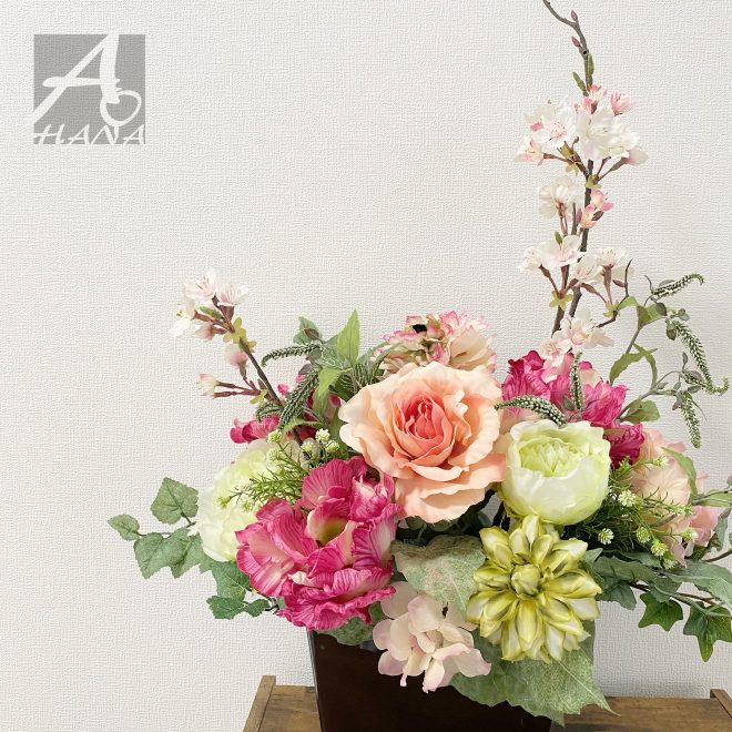 春のレンタルフラワー 造花アレンジメント 造花専門店aohana
